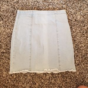 Light blue denim pencil skirt